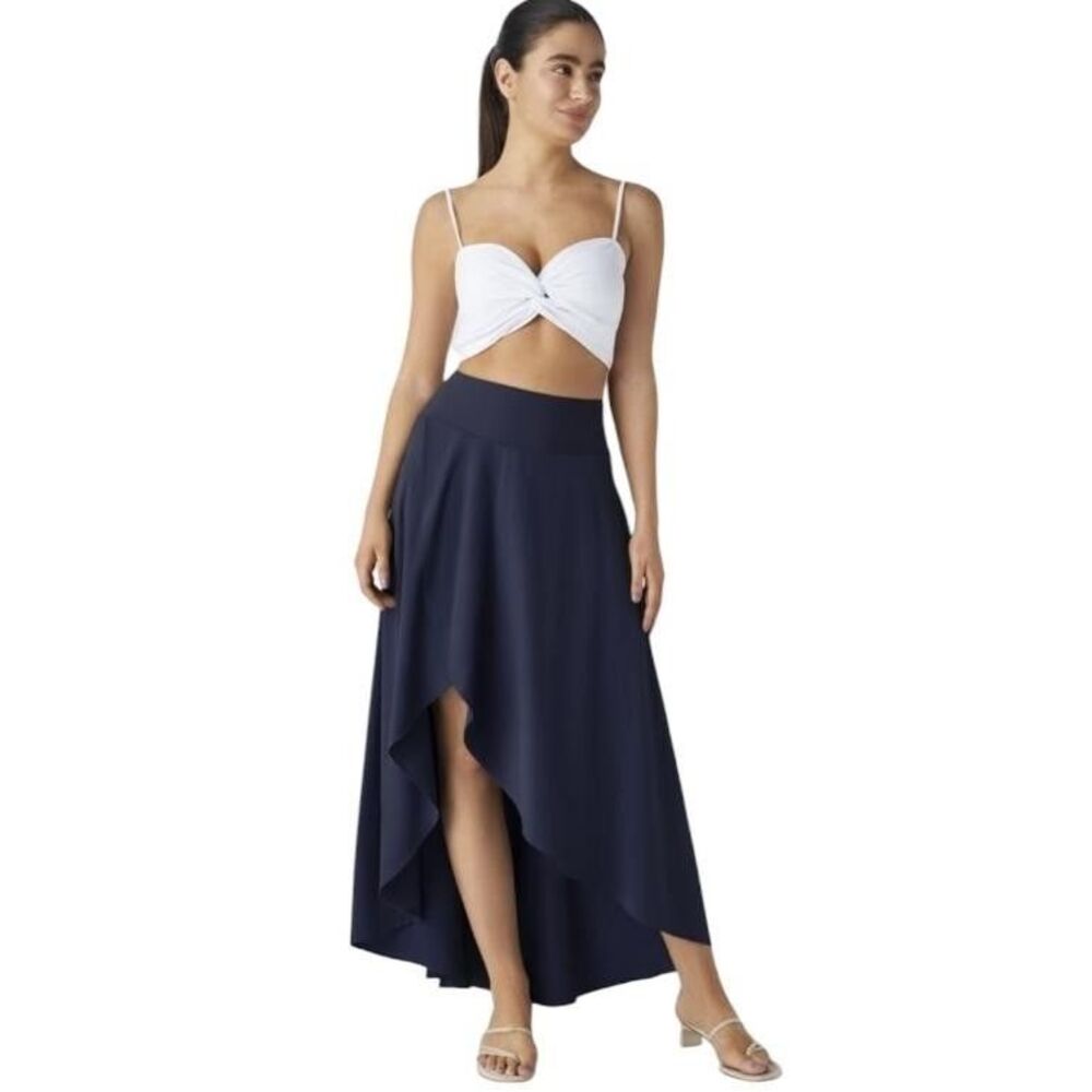 Halara Wrap Skirt Women's Small Blue Hi Low Maxi Built In Shorts Resort Cruise - Picture 13 of 13